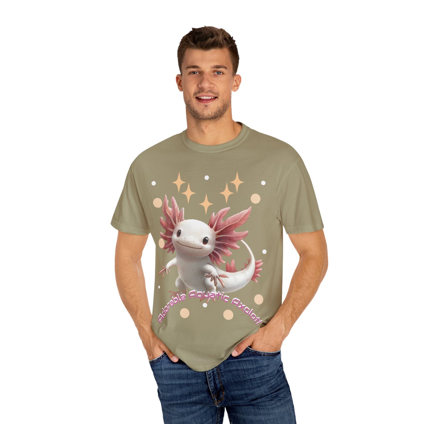 Cute Axolotl T-Shirt for Nature Lovers, Unisex Garment-Dyed Tee, Gift for Animal Enthusiasts, Casual Wear, Birthday Present