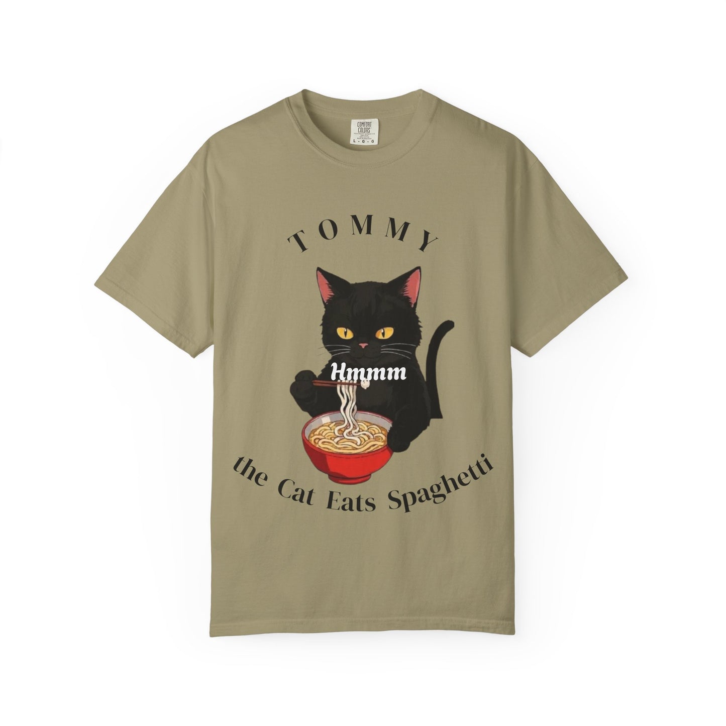 Funny Cat T-Shirt - Tommy the Cat Eats Spaghetti, Gift for Cat Lovers, Cute Pet Apparel, Relaxed Summer Tee, Cat-Themed Clothing