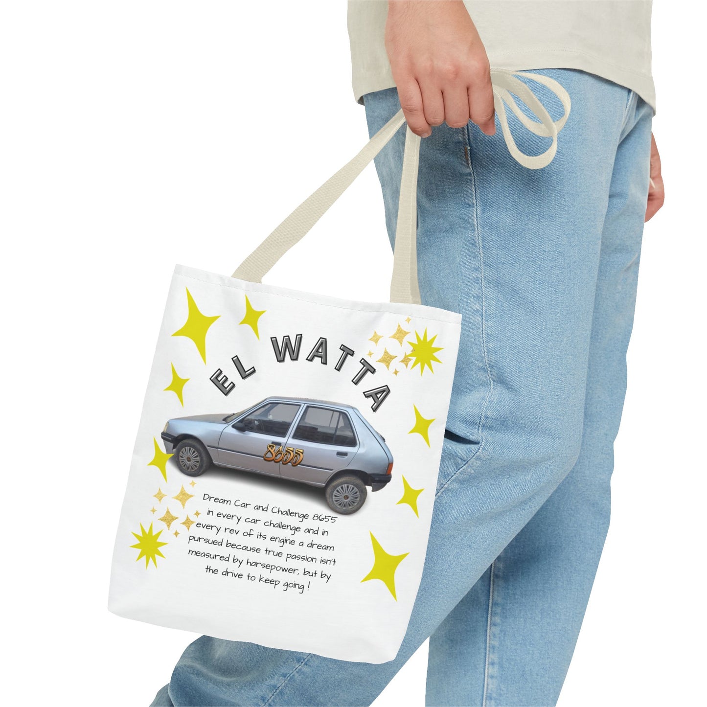 Inspirational Car Tote Bag - Dream Car Challenge, Motivational Gift, Unique Shopping Bag, Road Trip Accessory, Fun Eco-Friendly Tote