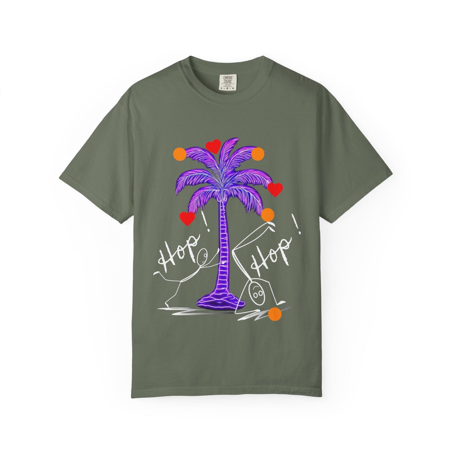 Hop! Palm T-Shirt, Summer Vibes, Beachwear, Casual Style, Gift for Friends, Travel Essential