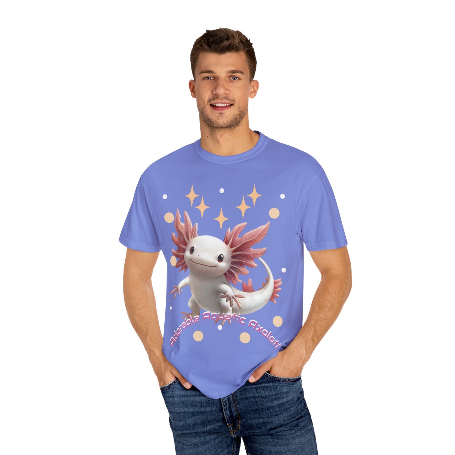Cute Axolotl T-Shirt for Nature Lovers, Unisex Garment-Dyed Tee, Gift for Animal Enthusiasts, Casual Wear, Birthday Present