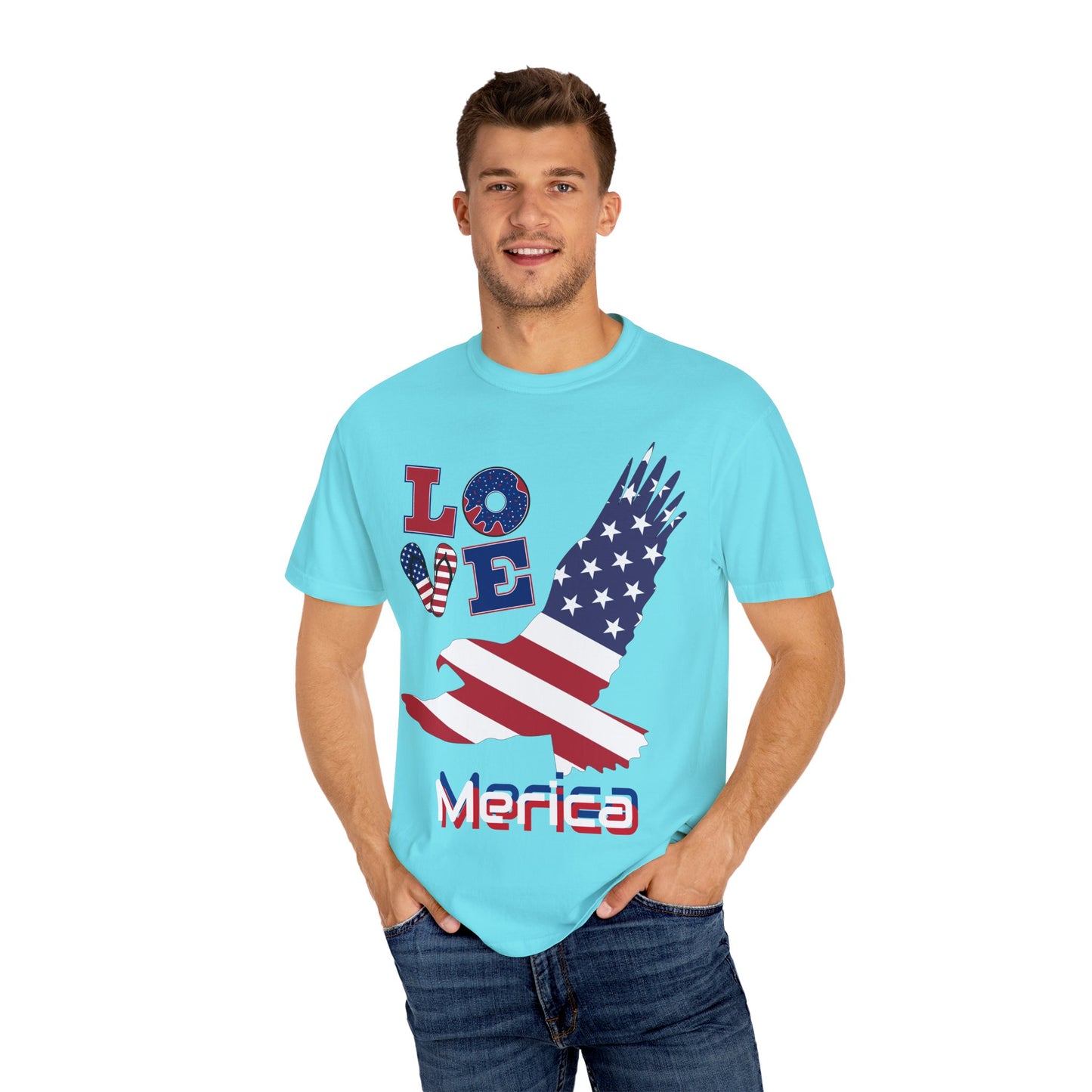 Patriotic Graphic T-Shirt, Love Merica Tee, July 4th Apparel, Unisex Independence Day Shirt, USA Pride Gift, Casual Summer Top