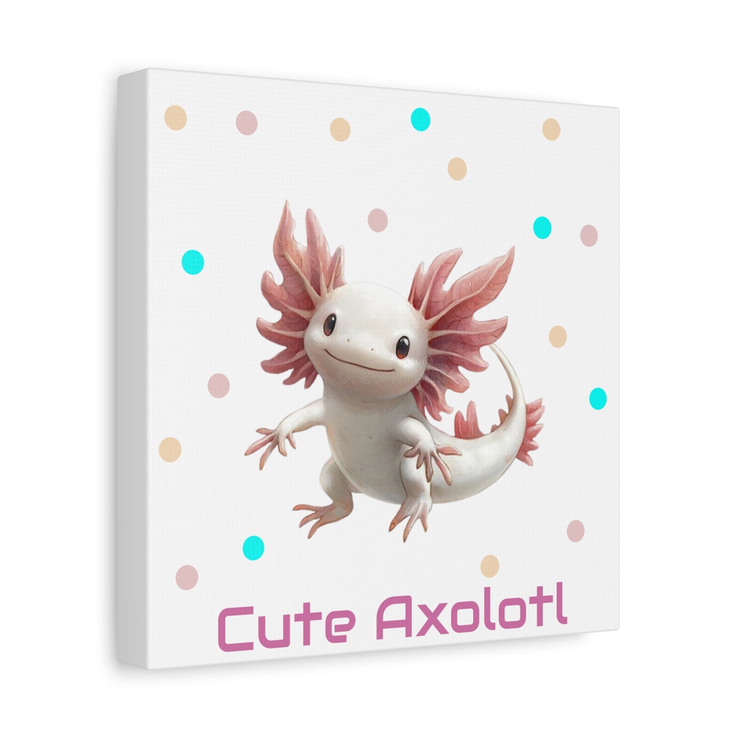 Whimsical Axolotl Canvas Art, Nursery Decor, Cute Wall Art, Kid's Room Decoration, Gift for Animal Lovers, Playful Home Accent