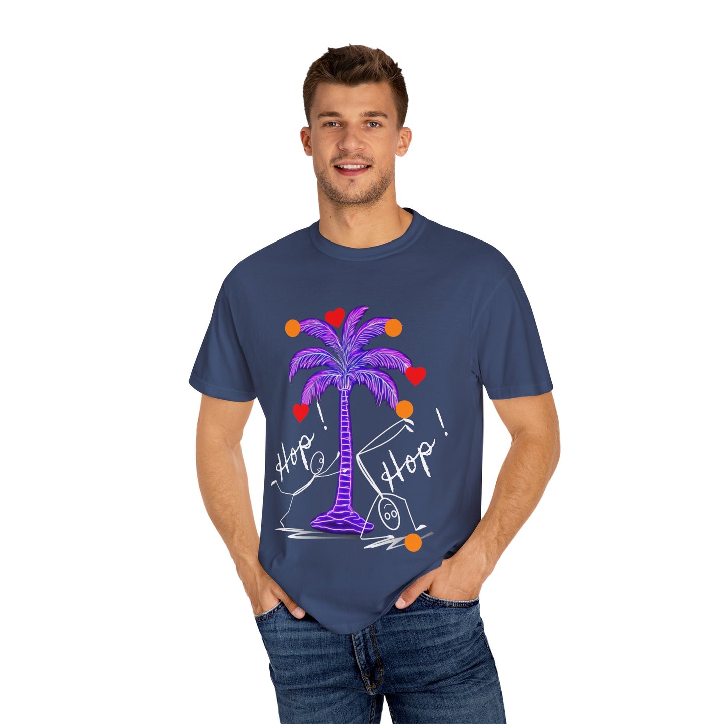 Hop! Palm T-Shirt, Summer Vibes, Beachwear, Casual Style, Gift for Friends, Travel Essential
