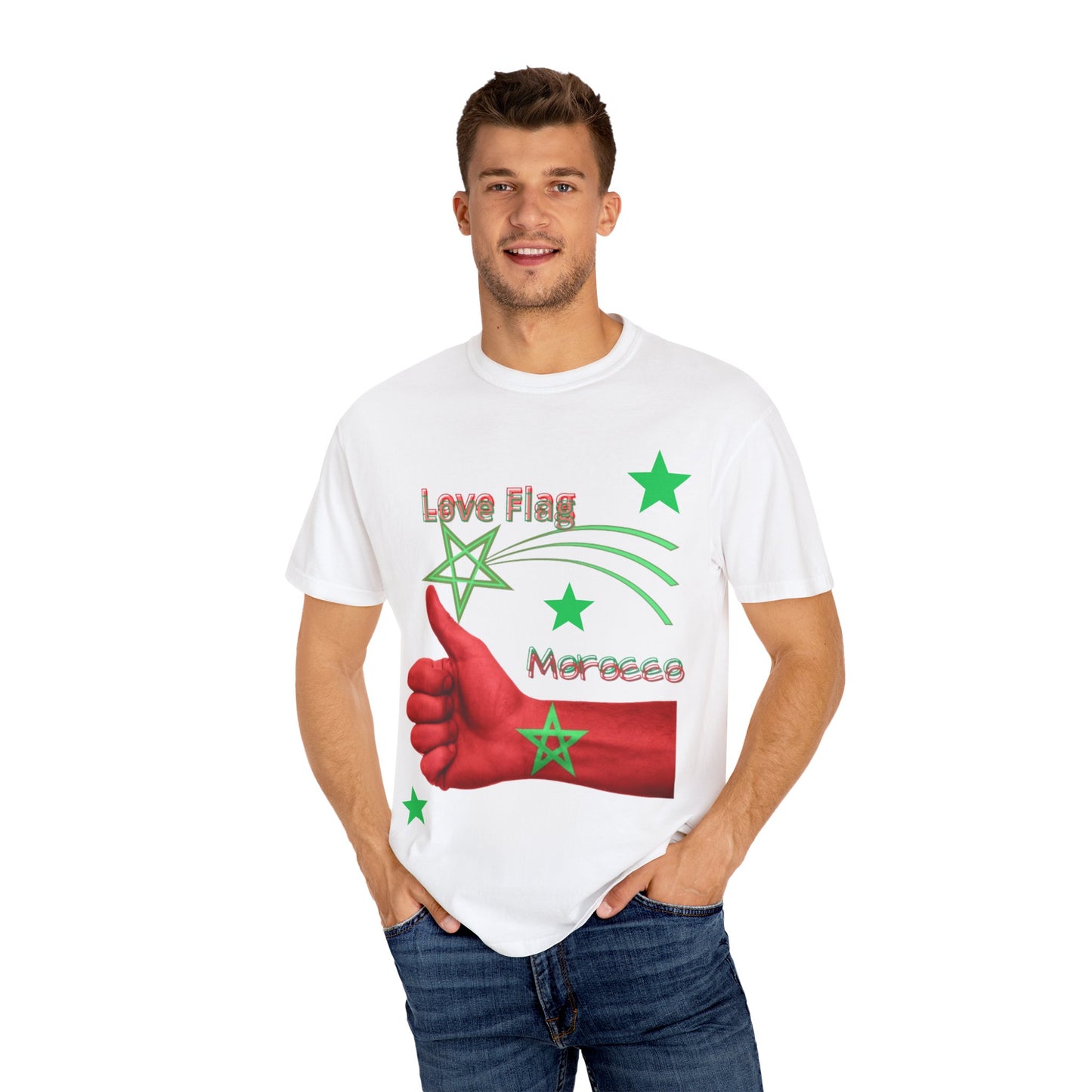 Moroccan Love Flag T-Shirt, Unisex Tee, Casual Wear, Gifts for Travelers, Unique Souvenir, Summer Fashion