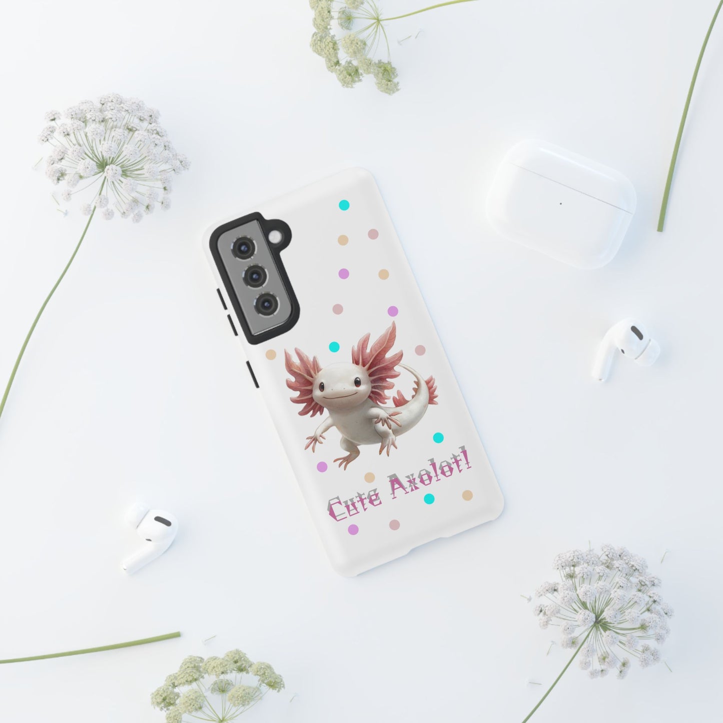 Cute Axolotl Phone Case, Kawaii Phone Cover, Gifts for Kids, Animal Lover Accessories, Cute Axolotl Design