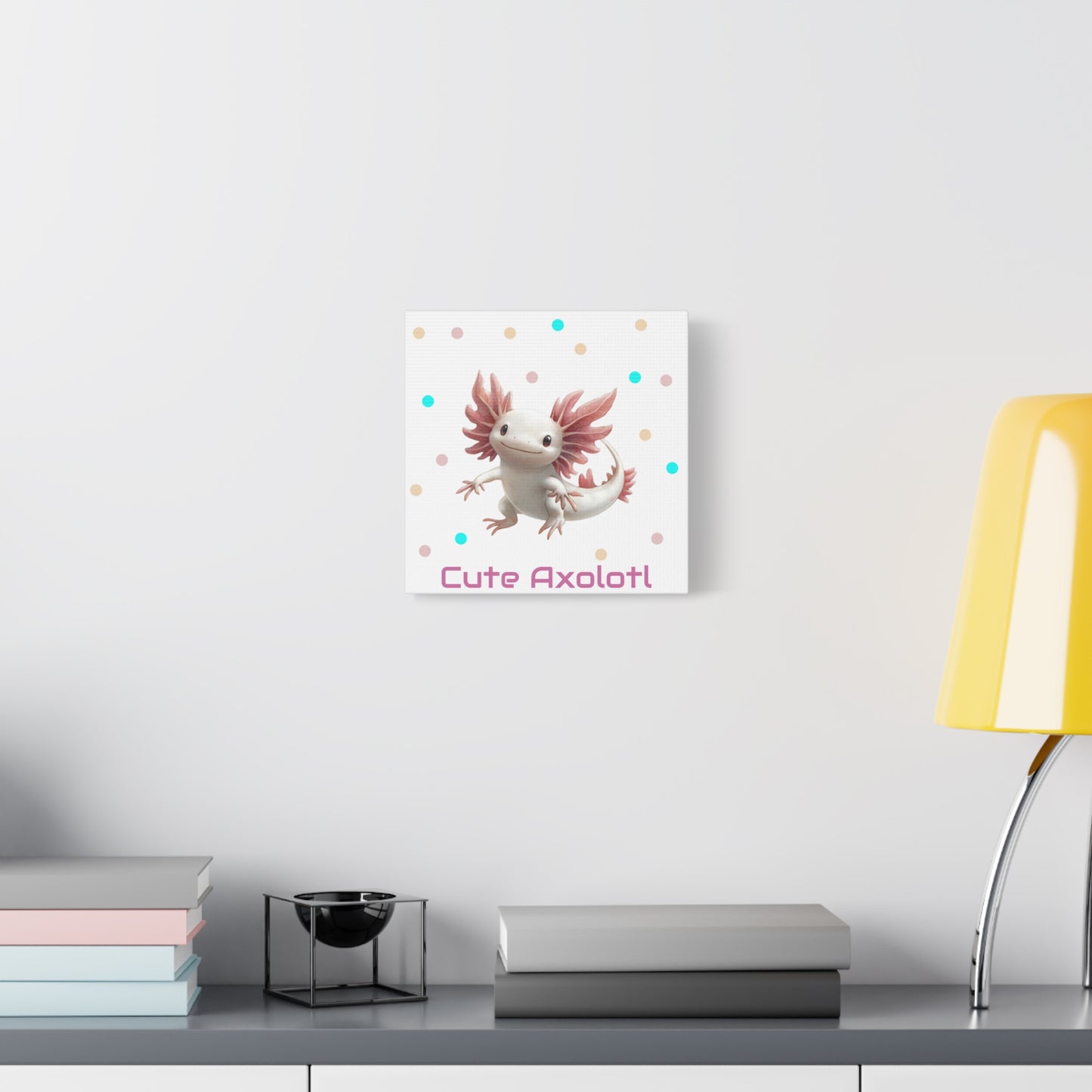 Whimsical Axolotl Canvas Art, Nursery Decor, Cute Wall Art, Kid's Room Decoration, Gift for Animal Lovers, Playful Home Accent