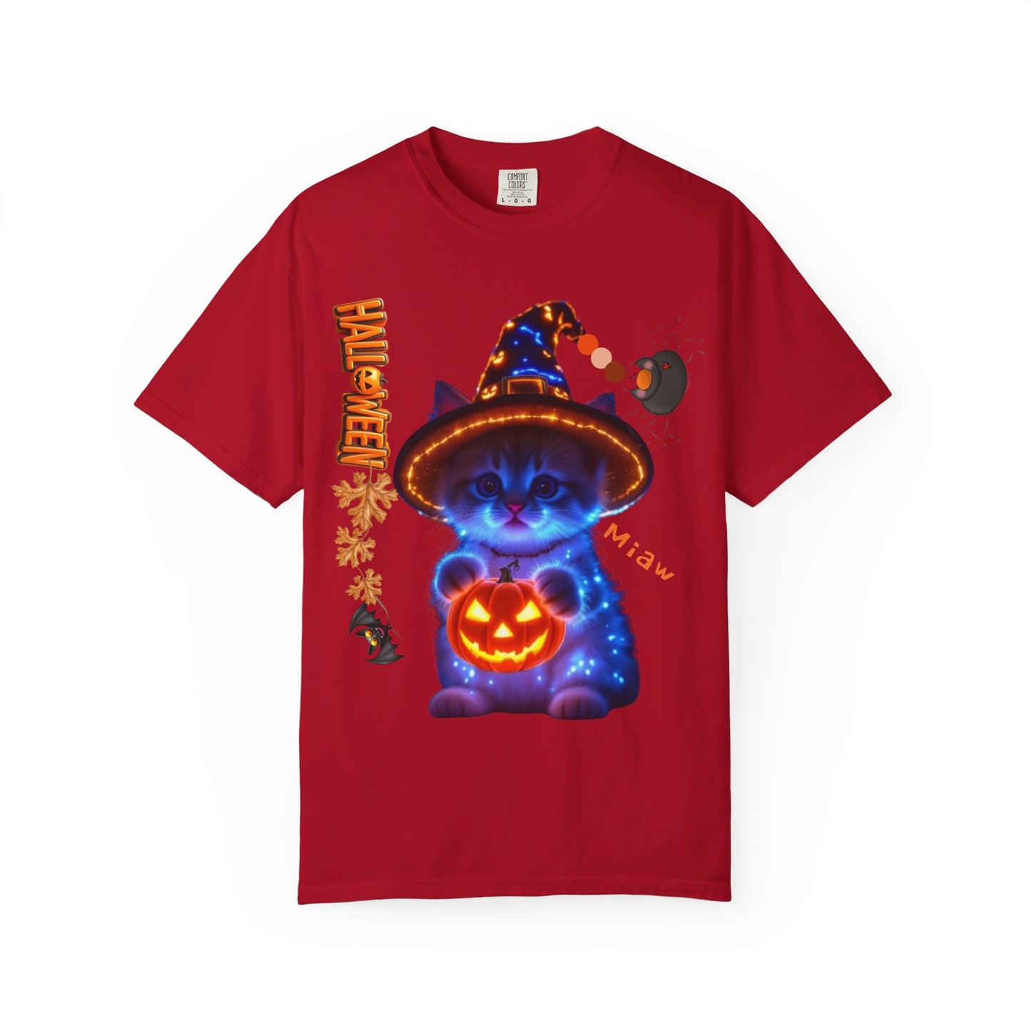 Halloween Cat T-Shirt, Unisex Garment-Dyed Tee, Cute Halloween Shirt, Spooky Cat Apparel, Fall Festival Top, Cat Lover Gift