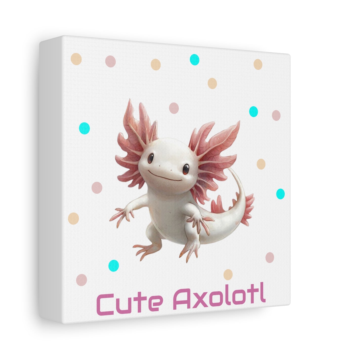 Whimsical Axolotl Canvas Art, Nursery Decor, Cute Wall Art, Kid's Room Decoration, Gift for Animal Lovers, Playful Home Accent