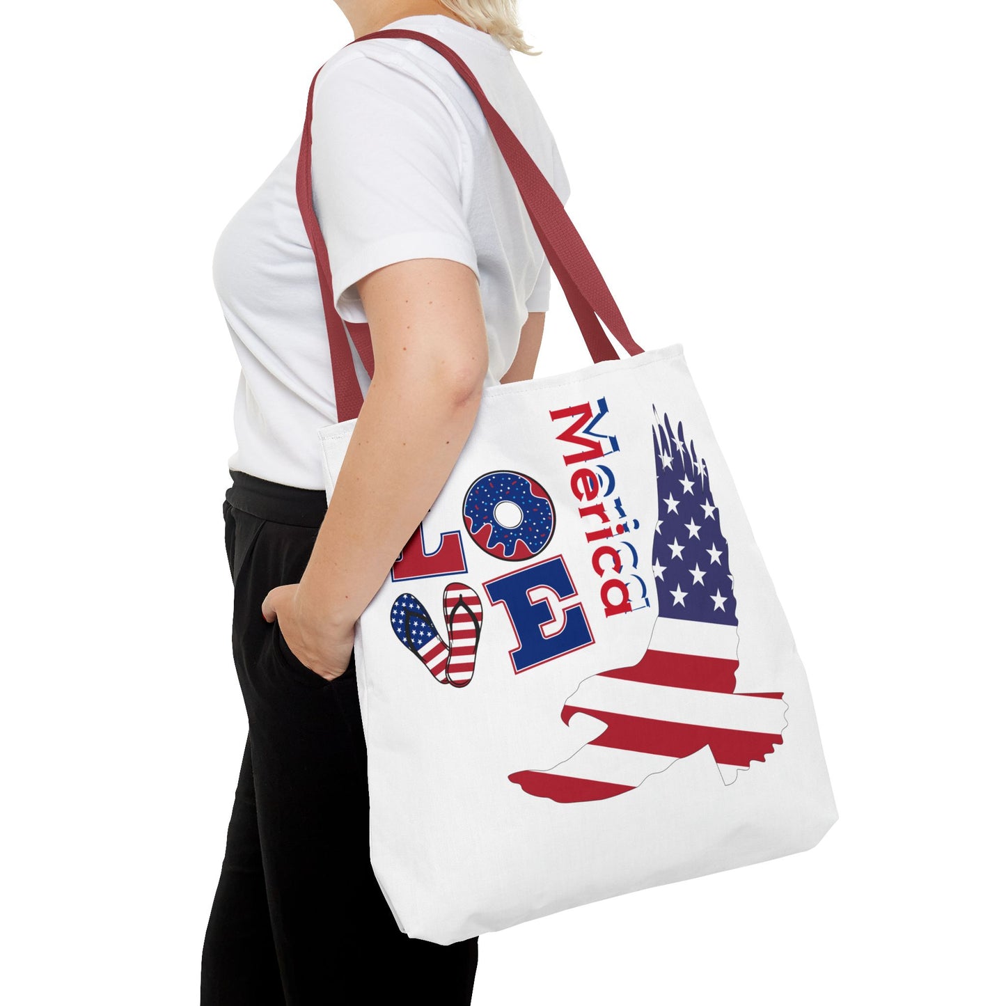 Patriotic Eagle Tote Bag - USA Flag Design, Reusable Shopping Bag, Beach Bag, Gift for Independence Day, Eco-Friendly Carryall