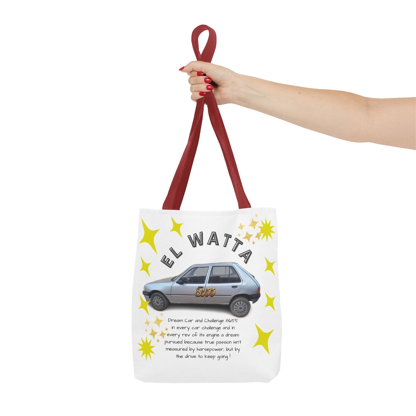 Inspirational Car Tote Bag - Dream Car Challenge, Motivational Gift, Unique Shopping Bag, Road Trip Accessory, Fun Eco-Friendly Tote