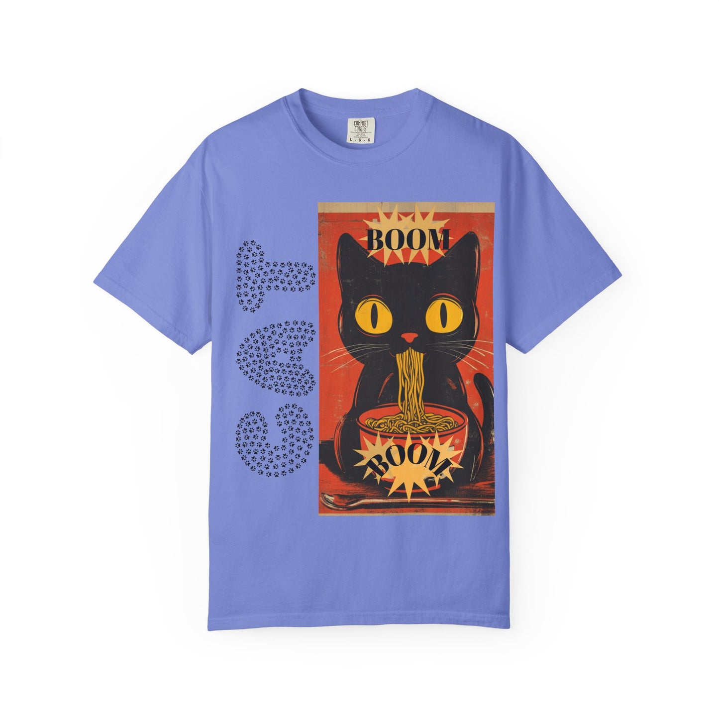 Noodle Cat Graphic Tee, Cute Cat T-Shirt, Animal Lover Gift, Foodie Apparel, Funny Gift for Her, Relaxed Fit Unisex Shirt