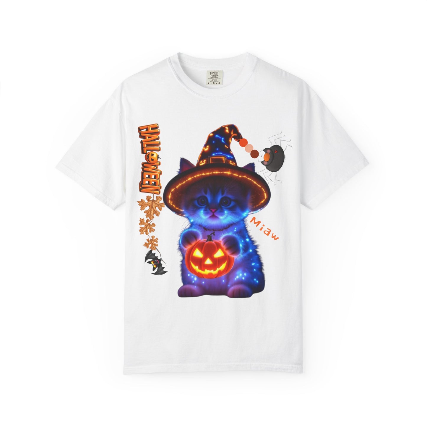 Halloween Cat T-Shirt, Unisex Garment-Dyed Tee, Cute Halloween Shirt, Spooky Cat Apparel, Fall Festival Top, Cat Lover Gift