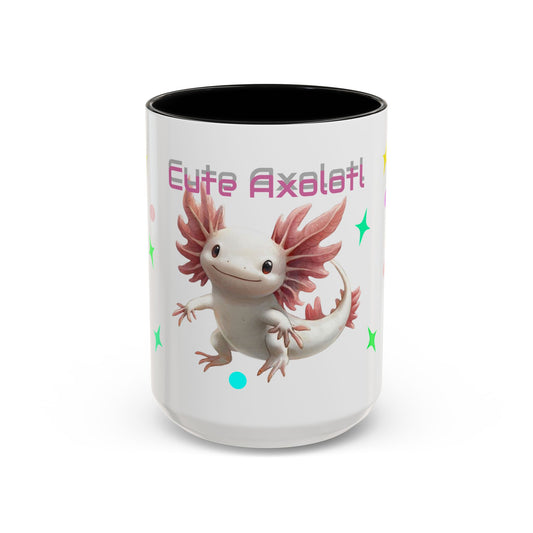 Cute Axolotl Accent Coffee Mug - Fun Gift for Kids, Animal Lover, Unique Decor, Birthday, Everyday Use