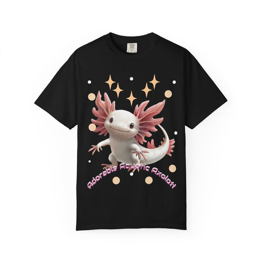Cute Axolotl T-Shirt for Nature Lovers, Unisex Garment-Dyed Tee, Gift for Animal Enthusiasts, Casual Wear, Birthday Present