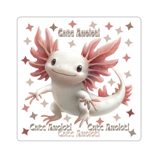 Cute Axolotl-Cut Stickers, Adorable Laptop Decals, Charming Axolotl Art, Watercolor Stickers, Cute Animal Gifts