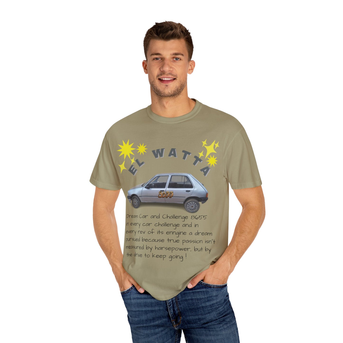 El Watta Vintage Car T-shirt, Unique Design, Unisex Garment-Dyed Tee, Retro Car Lover Gift, Funny Auto Apparel, Unique Gift for Him or Her