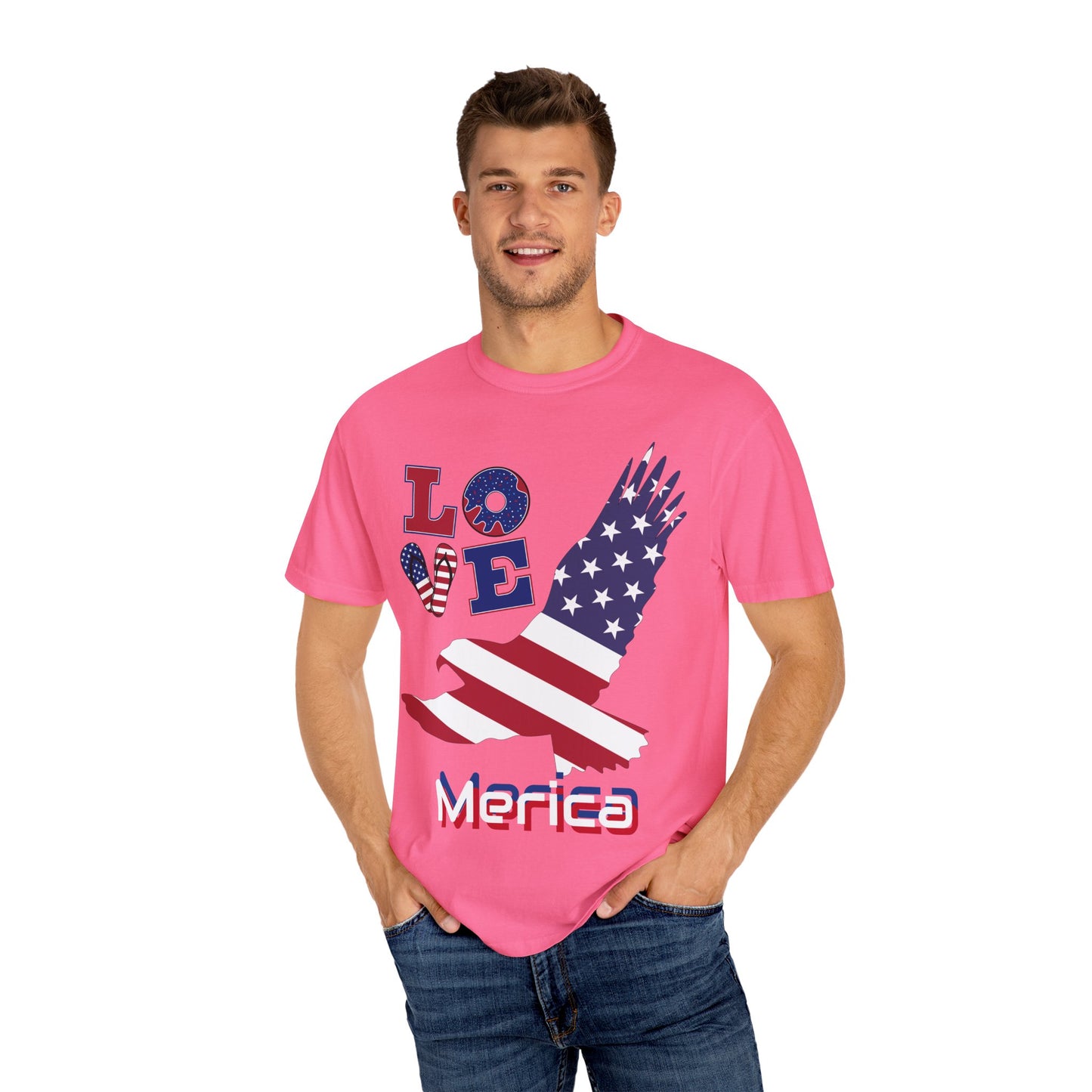 Patriotic Graphic T-Shirt, Love Merica Tee, July 4th Apparel, Unisex Independence Day Shirt, USA Pride Gift, Casual Summer Top