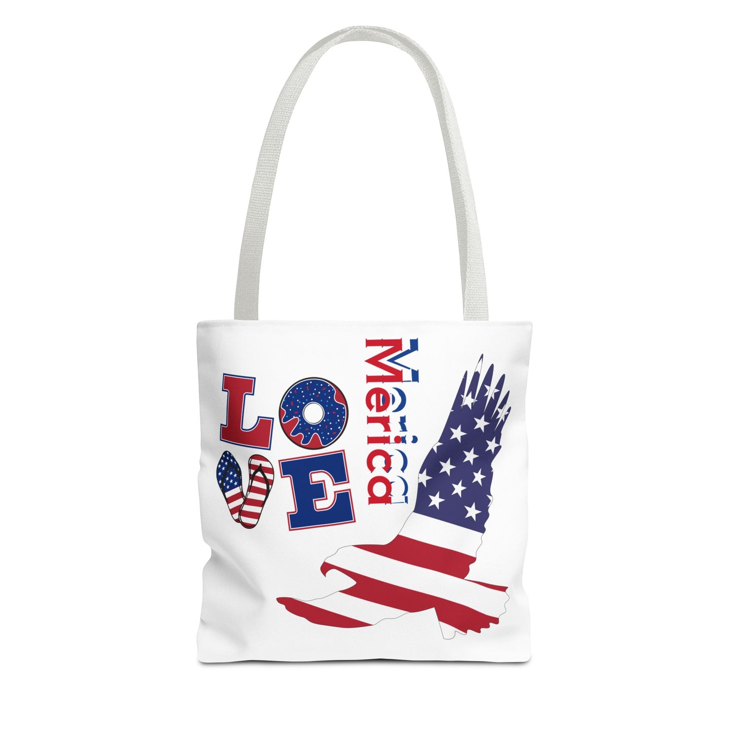 Patriotic Eagle Tote Bag - USA Flag Design, Reusable Shopping Bag, Beach Bag, Gift for Independence Day, Eco-Friendly Carryall