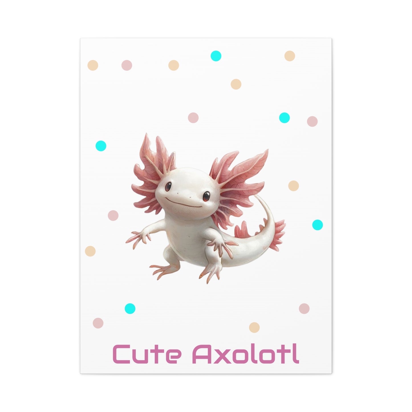 Whimsical Axolotl Canvas Art, Nursery Decor, Cute Wall Art, Kid's Room Decoration, Gift for Animal Lovers, Playful Home Accent