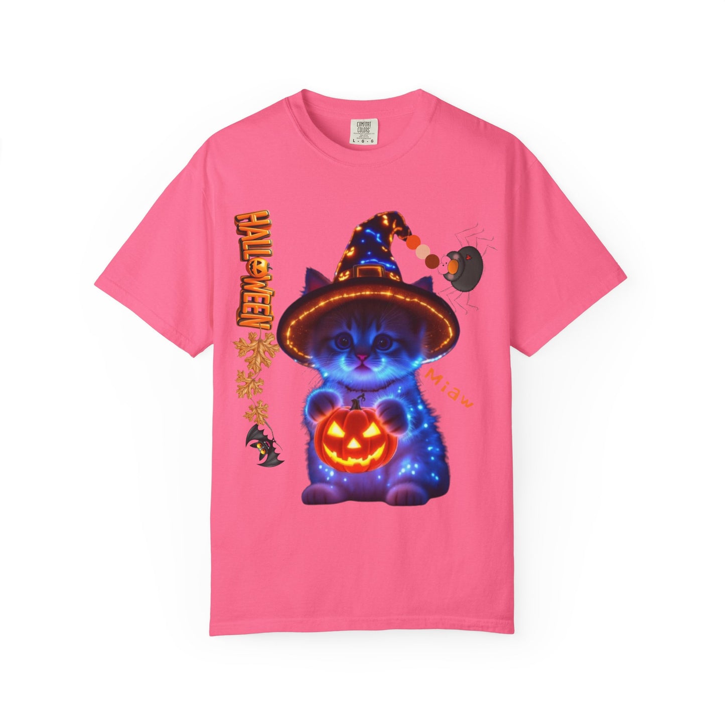 Halloween Cat T-Shirt, Unisex Garment-Dyed Tee, Cute Halloween Shirt, Spooky Cat Apparel, Fall Festival Top, Cat Lover Gift