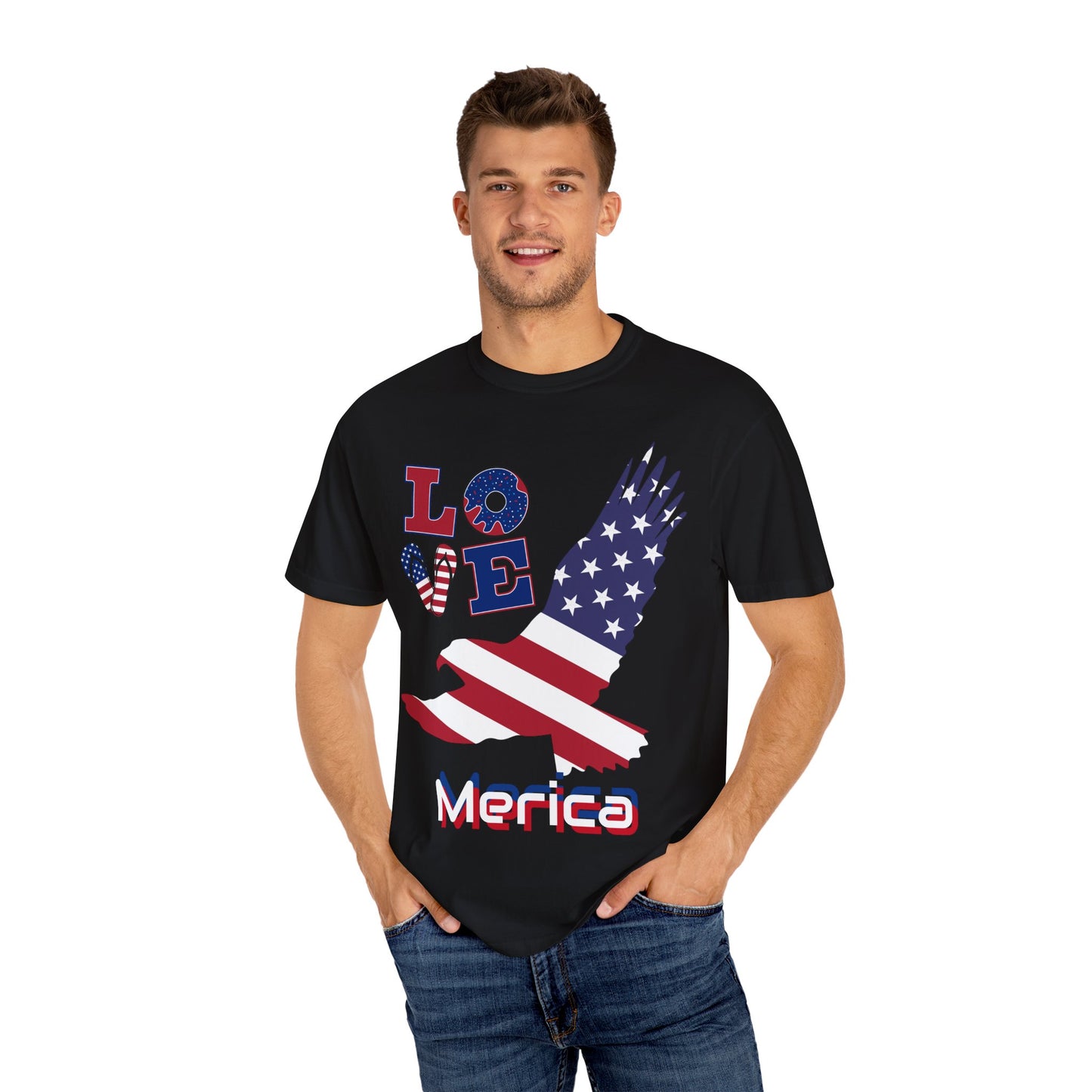 Patriotic Graphic T-Shirt, Love Merica Tee, July 4th Apparel, Unisex Independence Day Shirt, USA Pride Gift, Casual Summer Top