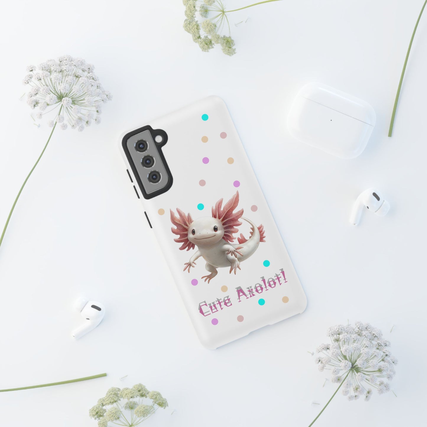Cute Axolotl Phone Case, Kawaii Phone Cover, Gifts for Kids, Animal Lover Accessories, Cute Axolotl Design