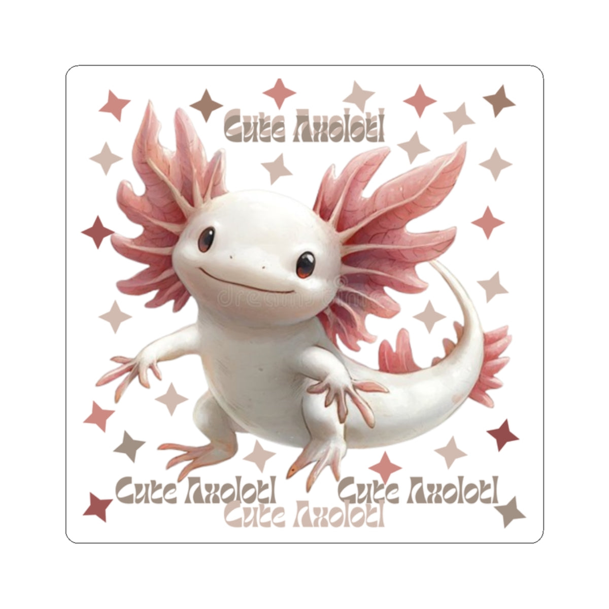 Cute Axolotl-Cut Stickers, Adorable Laptop Decals, Charming Axolotl Art, Watercolor Stickers, Cute Animal Gifts
