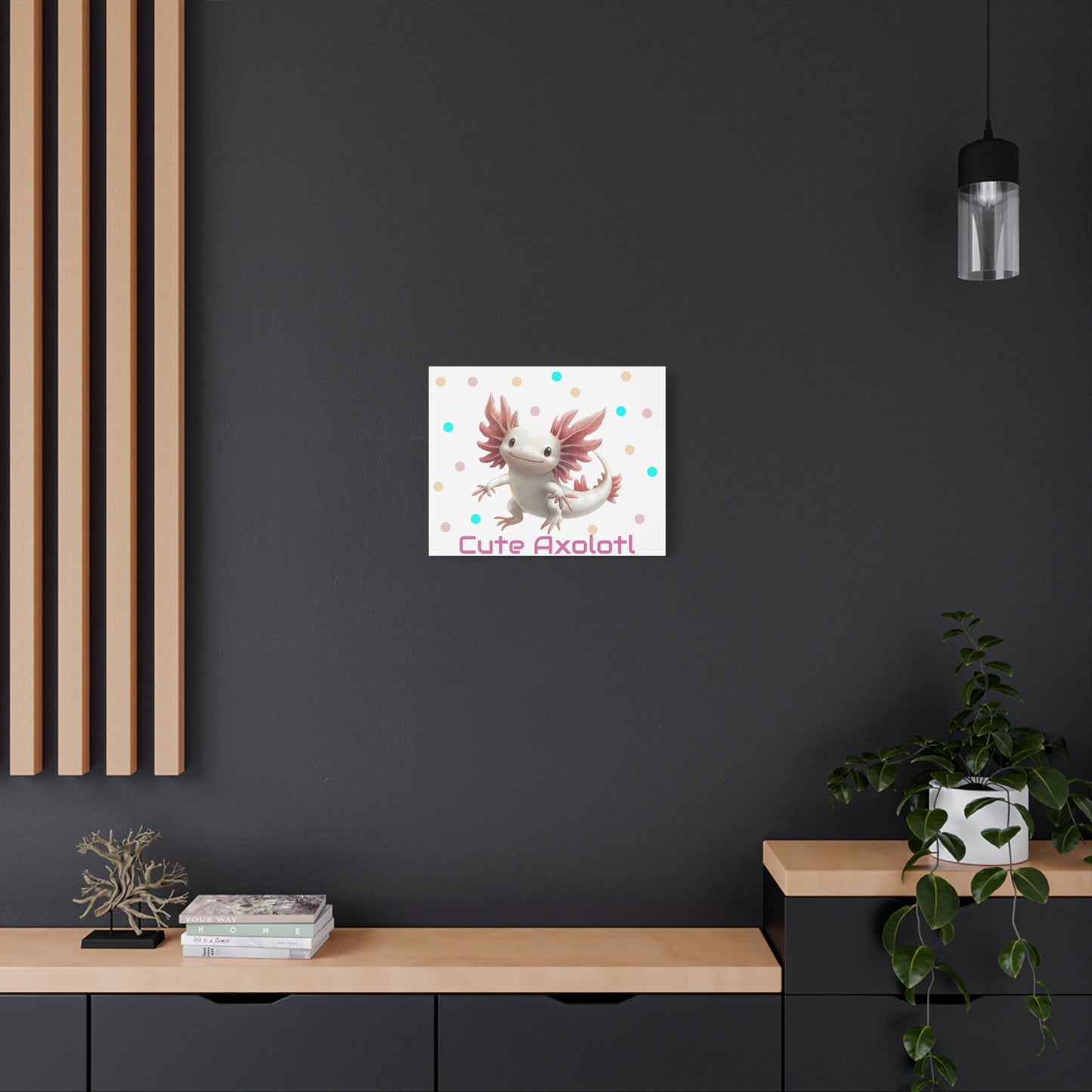 Whimsical Axolotl Canvas Art, Nursery Decor, Cute Wall Art, Kid's Room Decoration, Gift for Animal Lovers, Playful Home Accent
