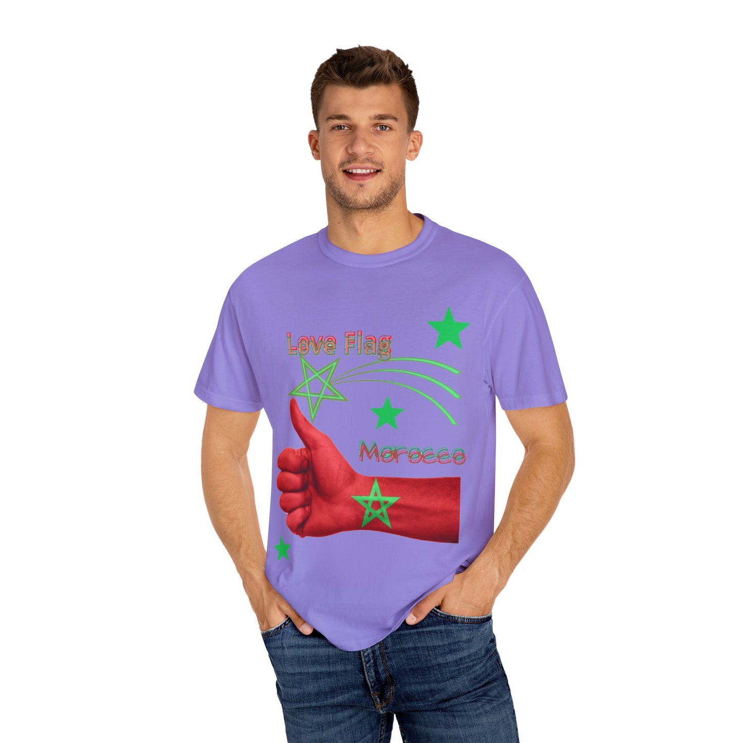 Moroccan Love Flag T-Shirt, Unisex Tee, Casual Wear, Gifts for Travelers, Unique Souvenir, Summer Fashion