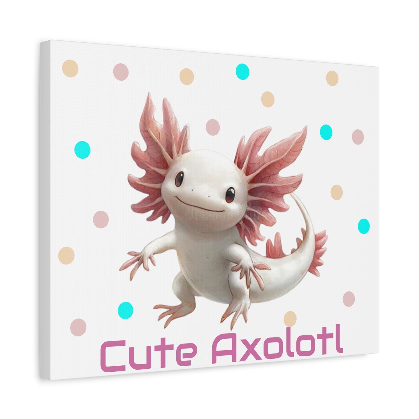 Whimsical Axolotl Canvas Art, Nursery Decor, Cute Wall Art, Kid's Room Decoration, Gift for Animal Lovers, Playful Home Accent