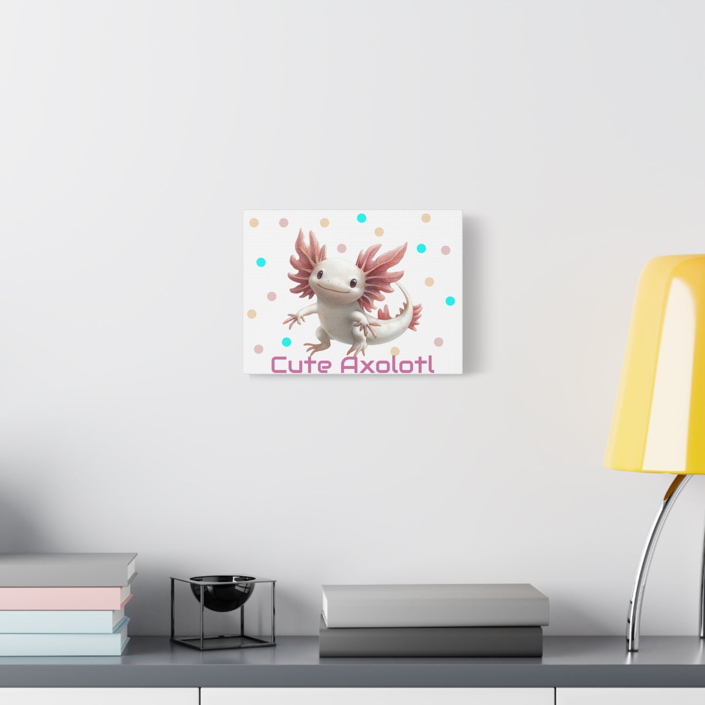 Whimsical Axolotl Canvas Art, Nursery Decor, Cute Wall Art, Kid's Room Decoration, Gift for Animal Lovers, Playful Home Accent