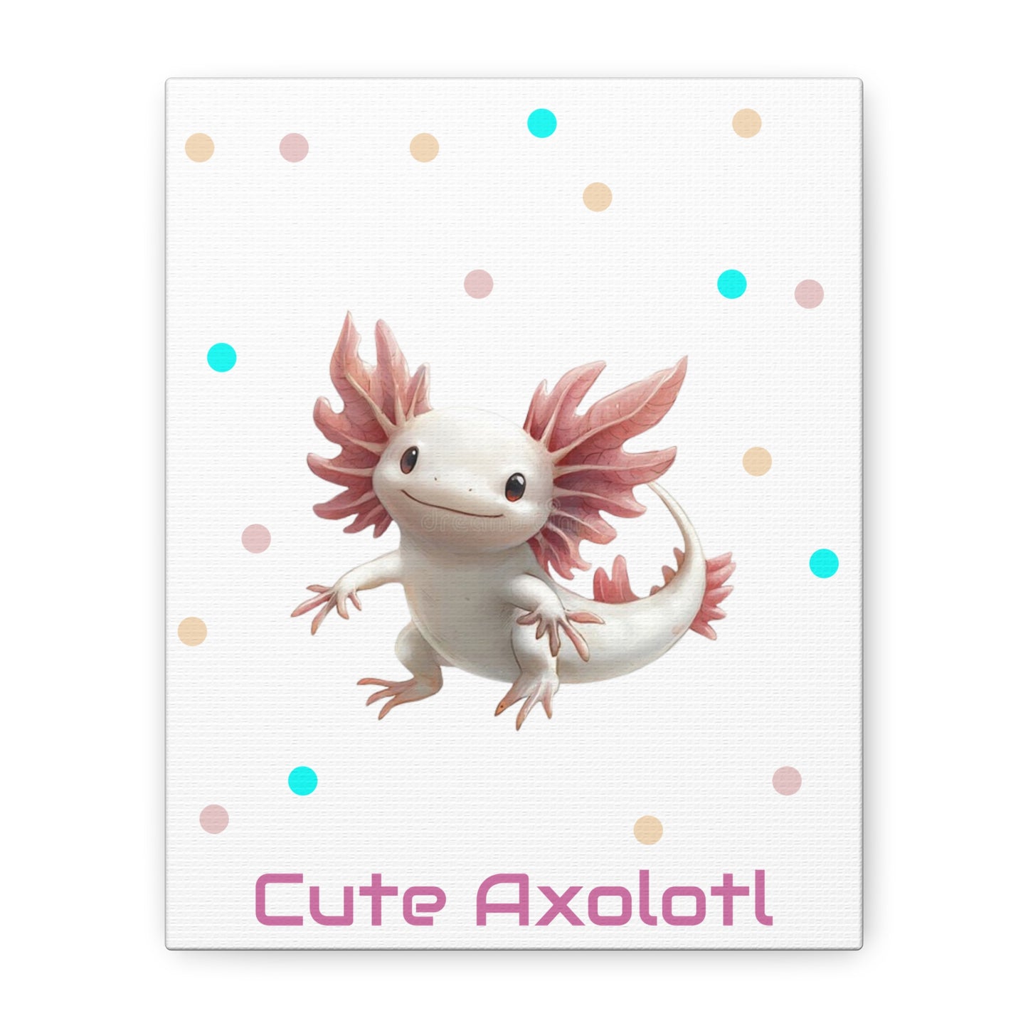 Whimsical Axolotl Canvas Art, Nursery Decor, Cute Wall Art, Kid's Room Decoration, Gift for Animal Lovers, Playful Home Accent