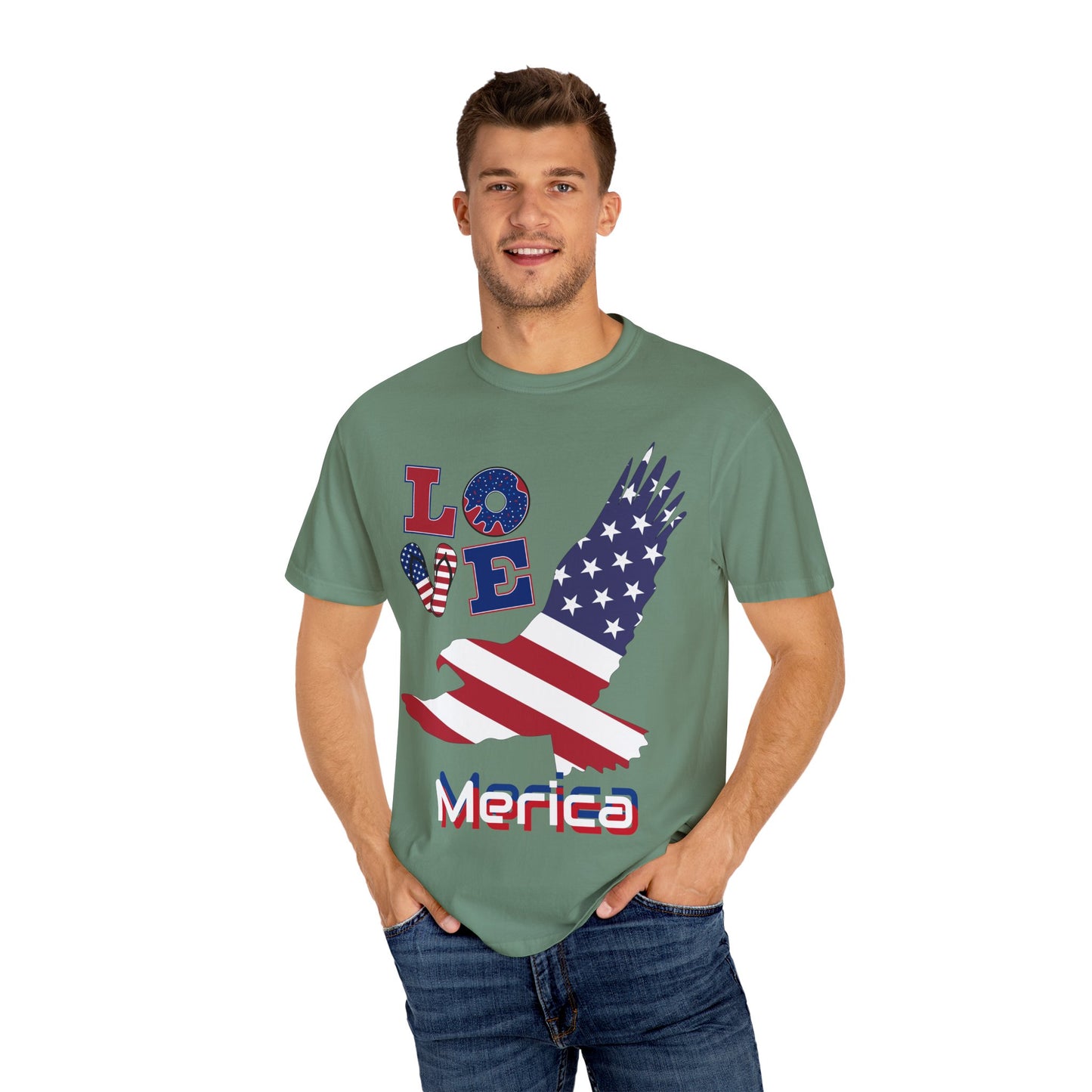 Patriotic Graphic T-Shirt, Love Merica Tee, July 4th Apparel, Unisex Independence Day Shirt, USA Pride Gift, Casual Summer Top