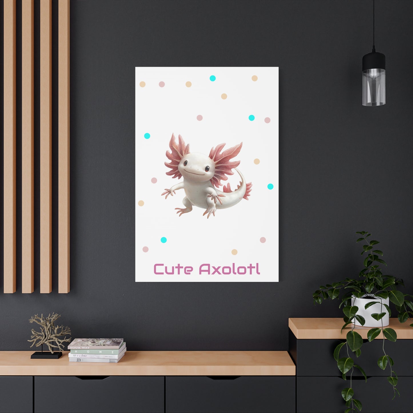 Whimsical Axolotl Canvas Art, Nursery Decor, Cute Wall Art, Kid's Room Decoration, Gift for Animal Lovers, Playful Home Accent