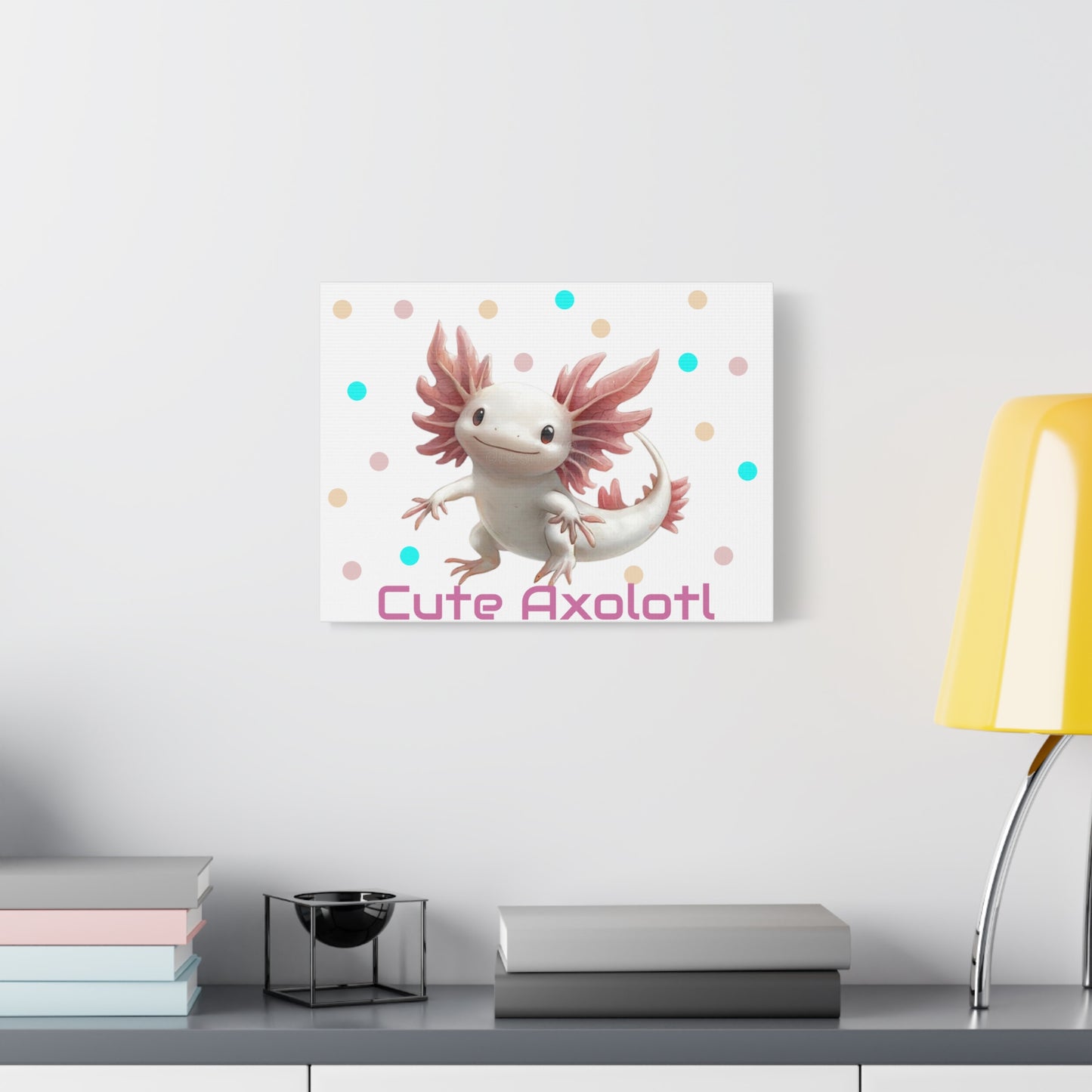 Whimsical Axolotl Canvas Art, Nursery Decor, Cute Wall Art, Kid's Room Decoration, Gift for Animal Lovers, Playful Home Accent