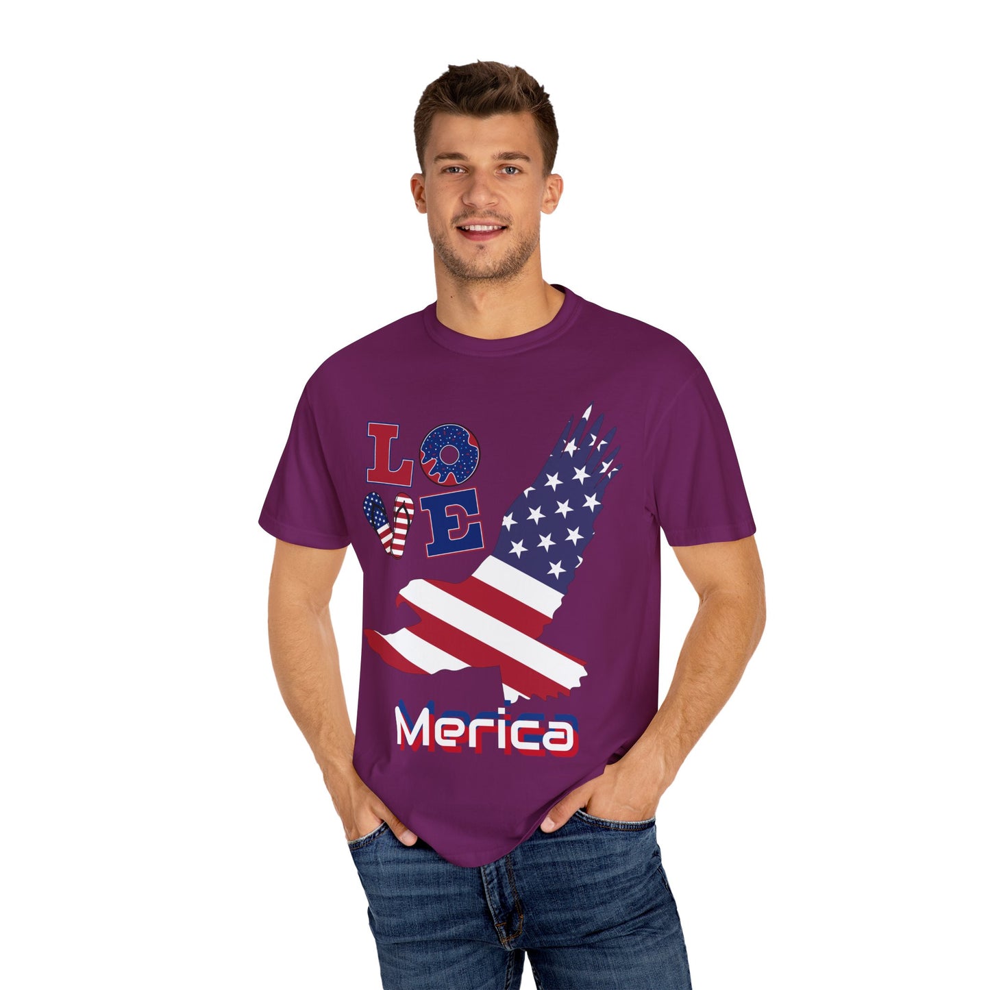 Patriotic Graphic T-Shirt, Love Merica Tee, July 4th Apparel, Unisex Independence Day Shirt, USA Pride Gift, Casual Summer Top