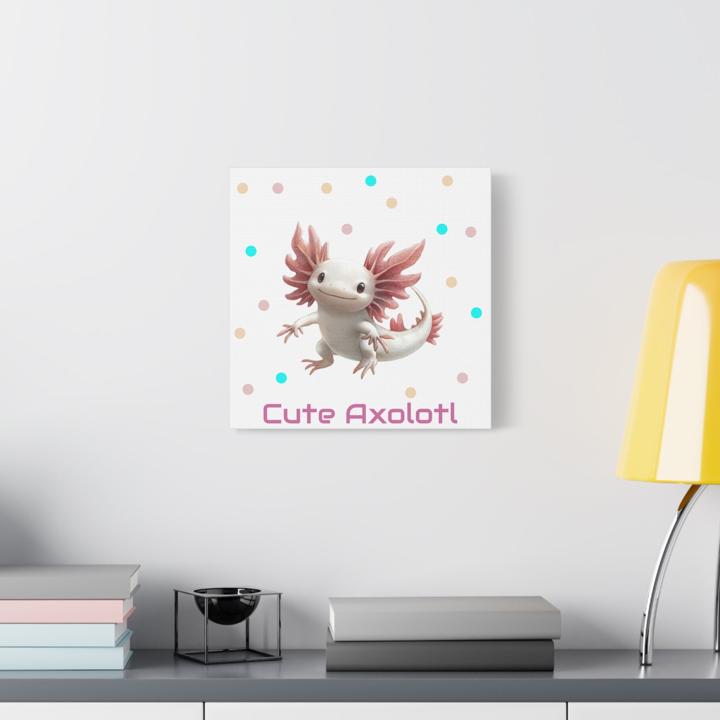 Whimsical Axolotl Canvas Art, Nursery Decor, Cute Wall Art, Kid's Room Decoration, Gift for Animal Lovers, Playful Home Accent