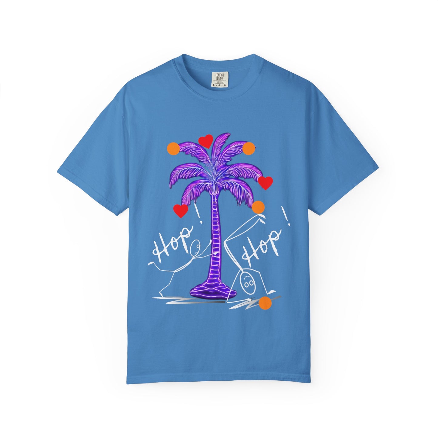 Hop! Palm T-Shirt, Summer Vibes, Beachwear, Casual Style, Gift for Friends, Travel Essential