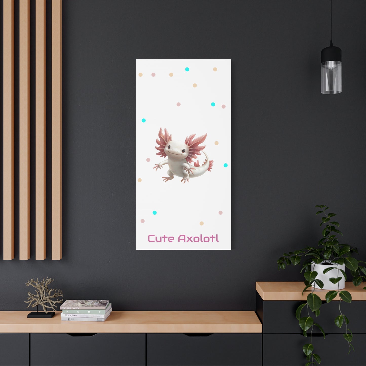 Whimsical Axolotl Canvas Art, Nursery Decor, Cute Wall Art, Kid's Room Decoration, Gift for Animal Lovers, Playful Home Accent