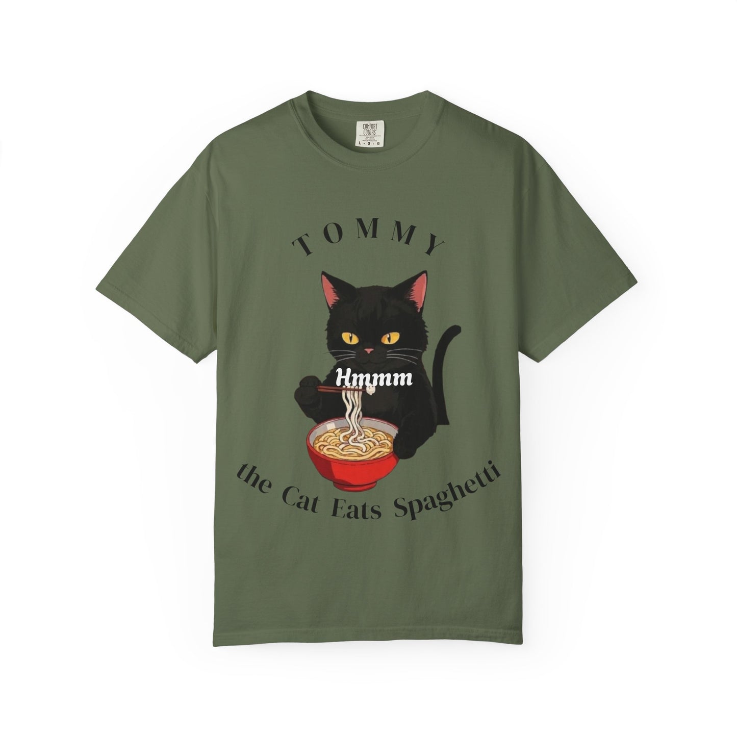 Funny Cat T-Shirt - Tommy the Cat Eats Spaghetti, Gift for Cat Lovers, Cute Pet Apparel, Relaxed Summer Tee, Cat-Themed Clothing