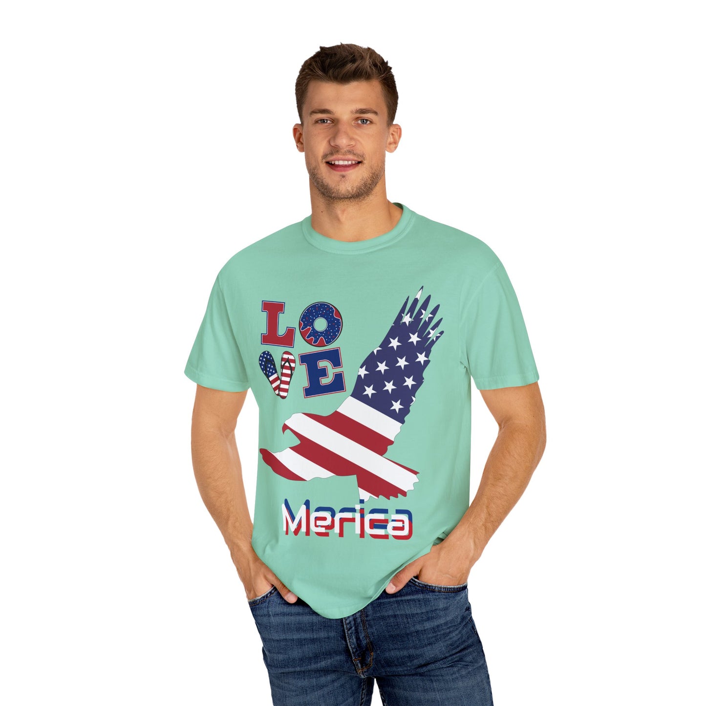 Patriotic Graphic T-Shirt, Love Merica Tee, July 4th Apparel, Unisex Independence Day Shirt, USA Pride Gift, Casual Summer Top
