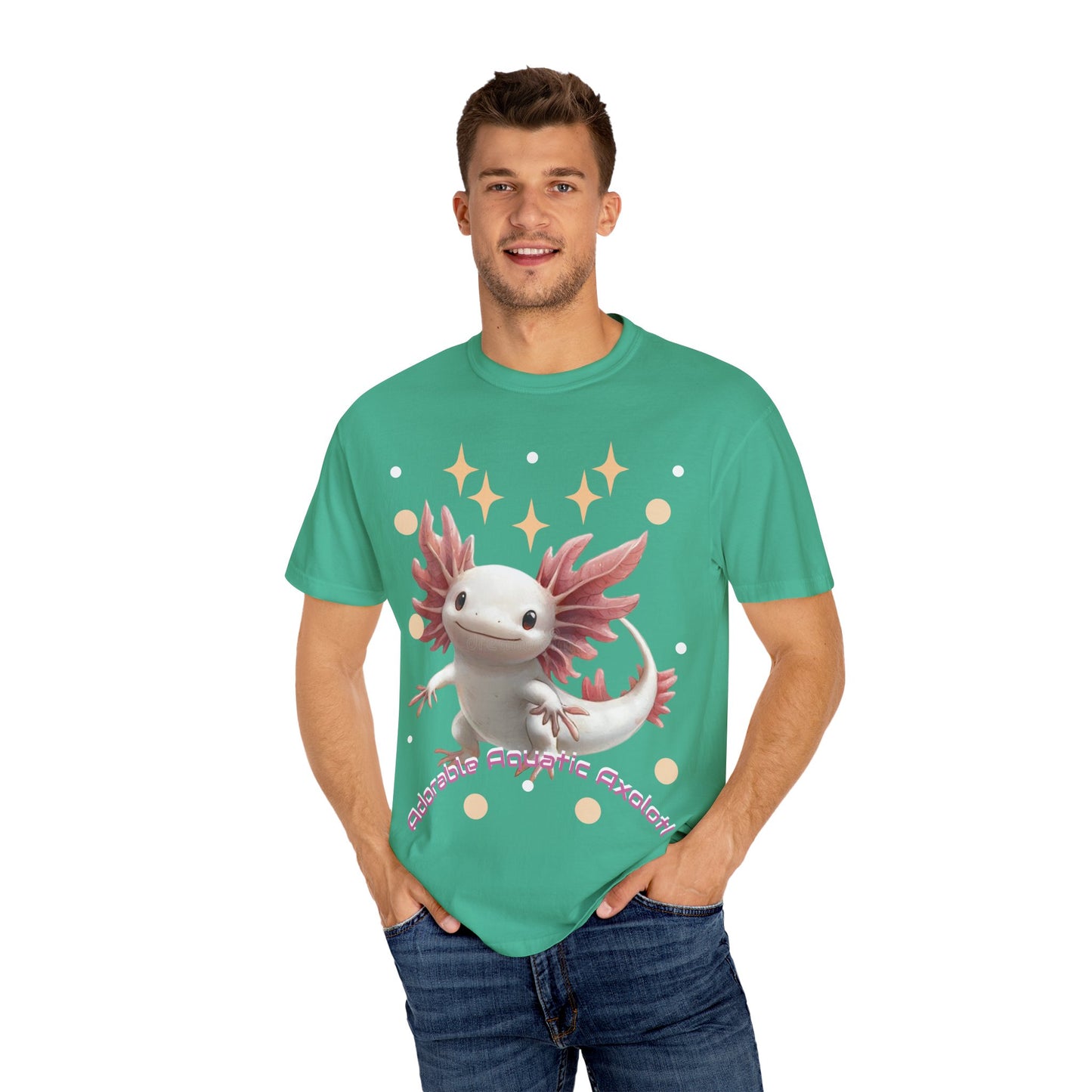 Cute Axolotl T-Shirt for Nature Lovers, Unisex Garment-Dyed Tee, Gift for Animal Enthusiasts, Casual Wear, Birthday Present
