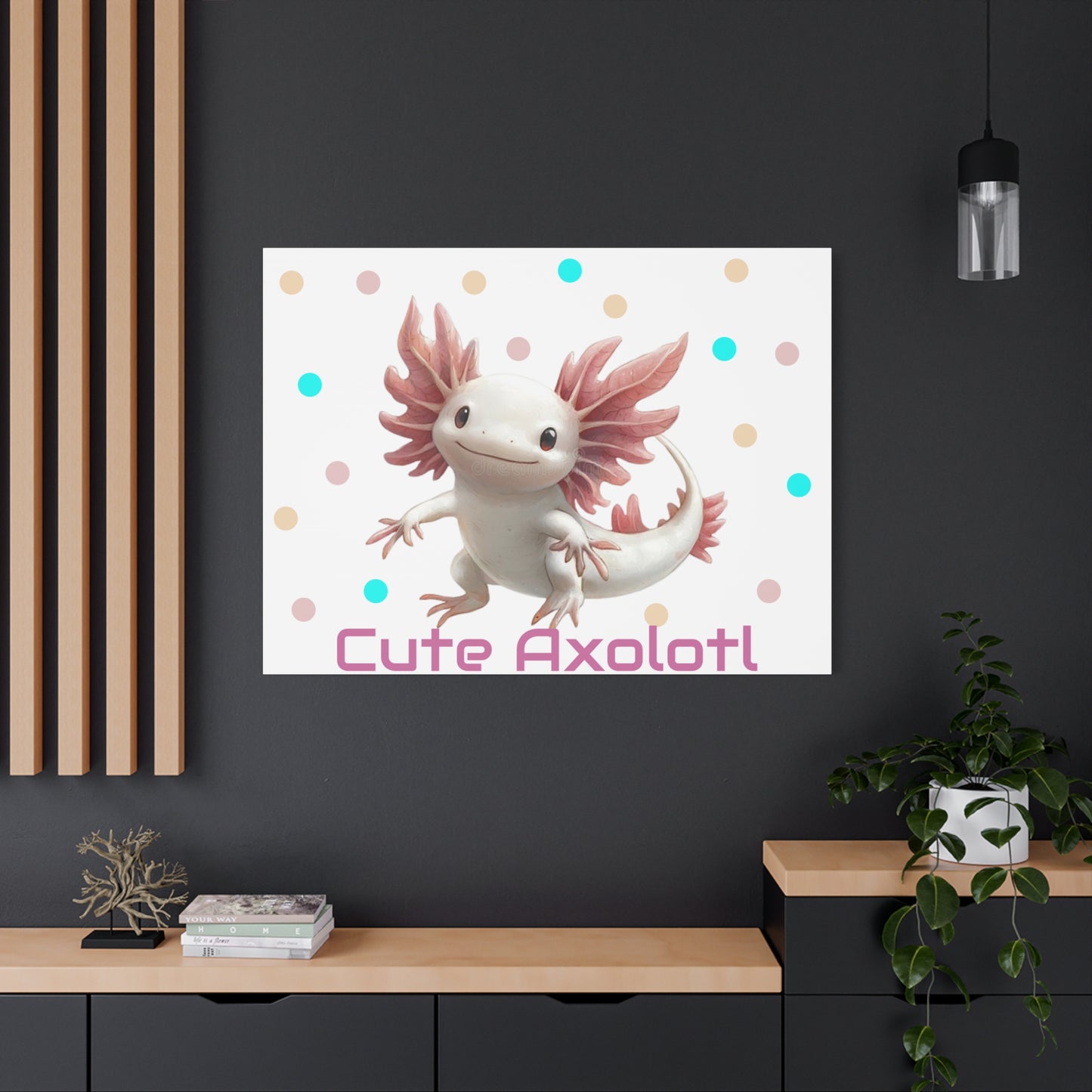 Whimsical Axolotl Canvas Art, Nursery Decor, Cute Wall Art, Kid's Room Decoration, Gift for Animal Lovers, Playful Home Accent
