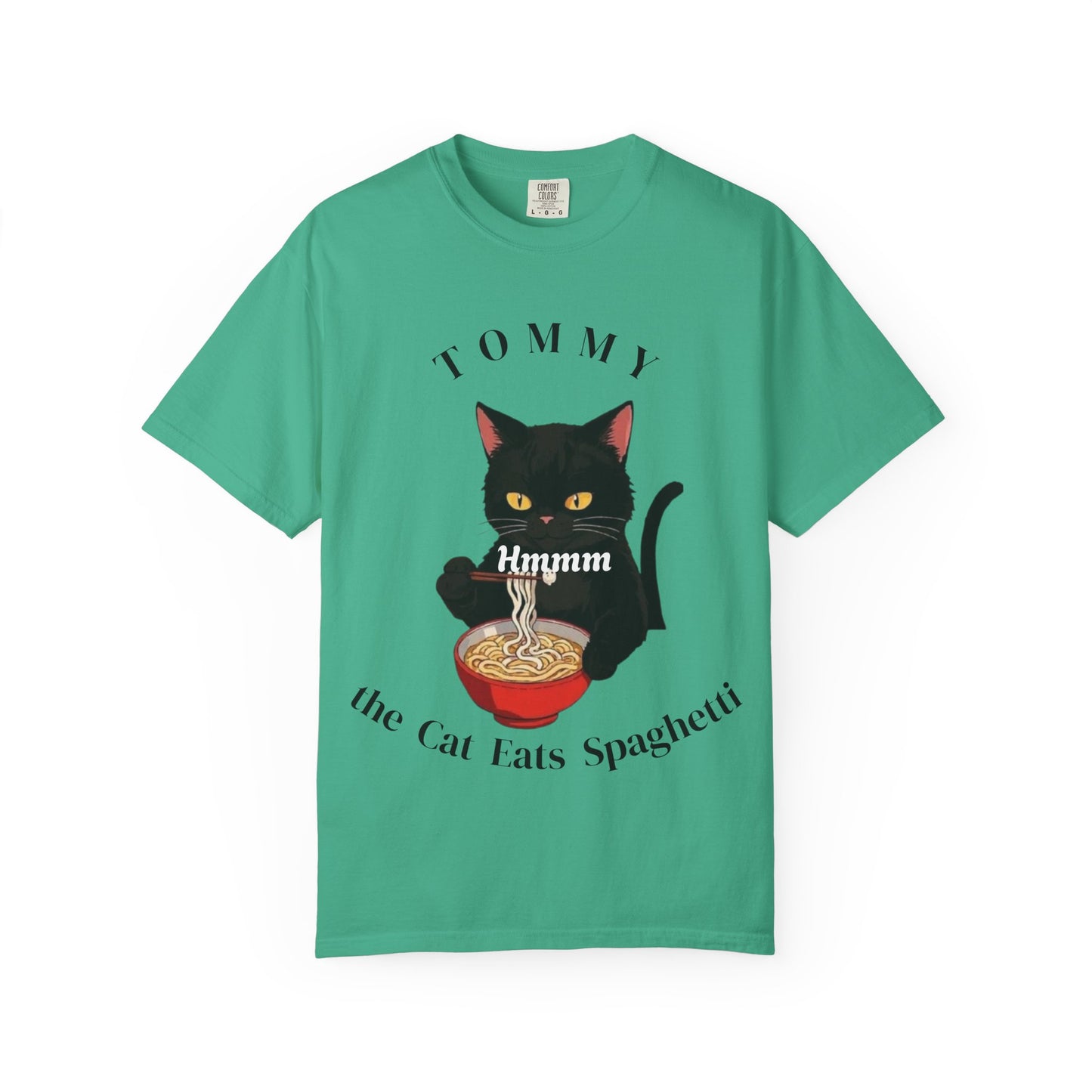 Funny Cat T-Shirt - Tommy the Cat Eats Spaghetti, Gift for Cat Lovers, Cute Pet Apparel, Relaxed Summer Tee, Cat-Themed Clothing