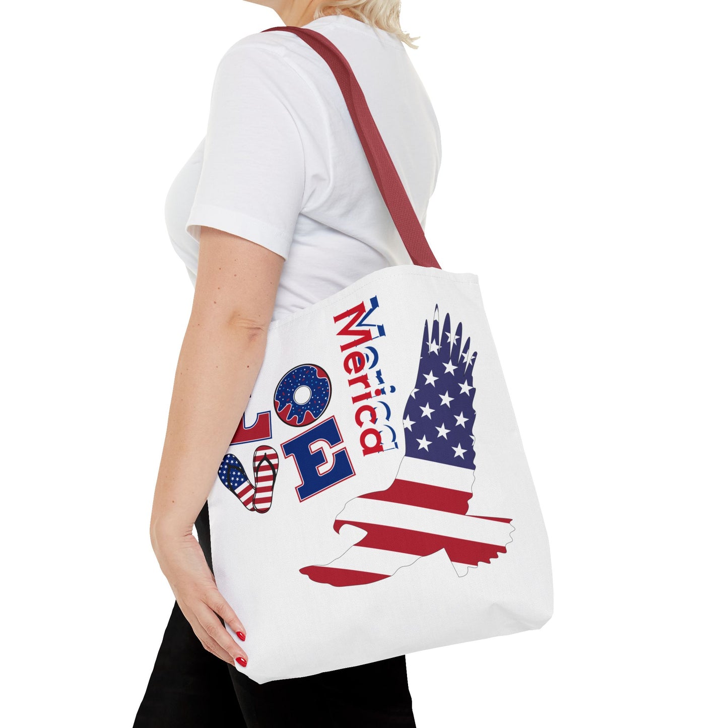 Patriotic Eagle Tote Bag - USA Flag Design, Reusable Shopping Bag, Beach Bag, Gift for Independence Day, Eco-Friendly Carryall