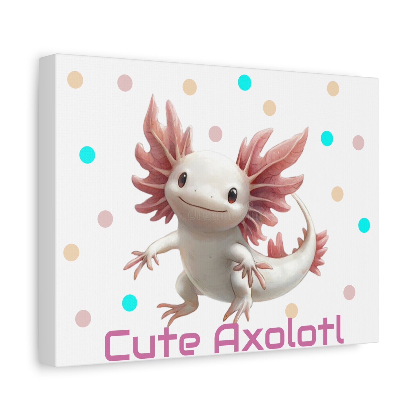 Whimsical Axolotl Canvas Art, Nursery Decor, Cute Wall Art, Kid's Room Decoration, Gift for Animal Lovers, Playful Home Accent