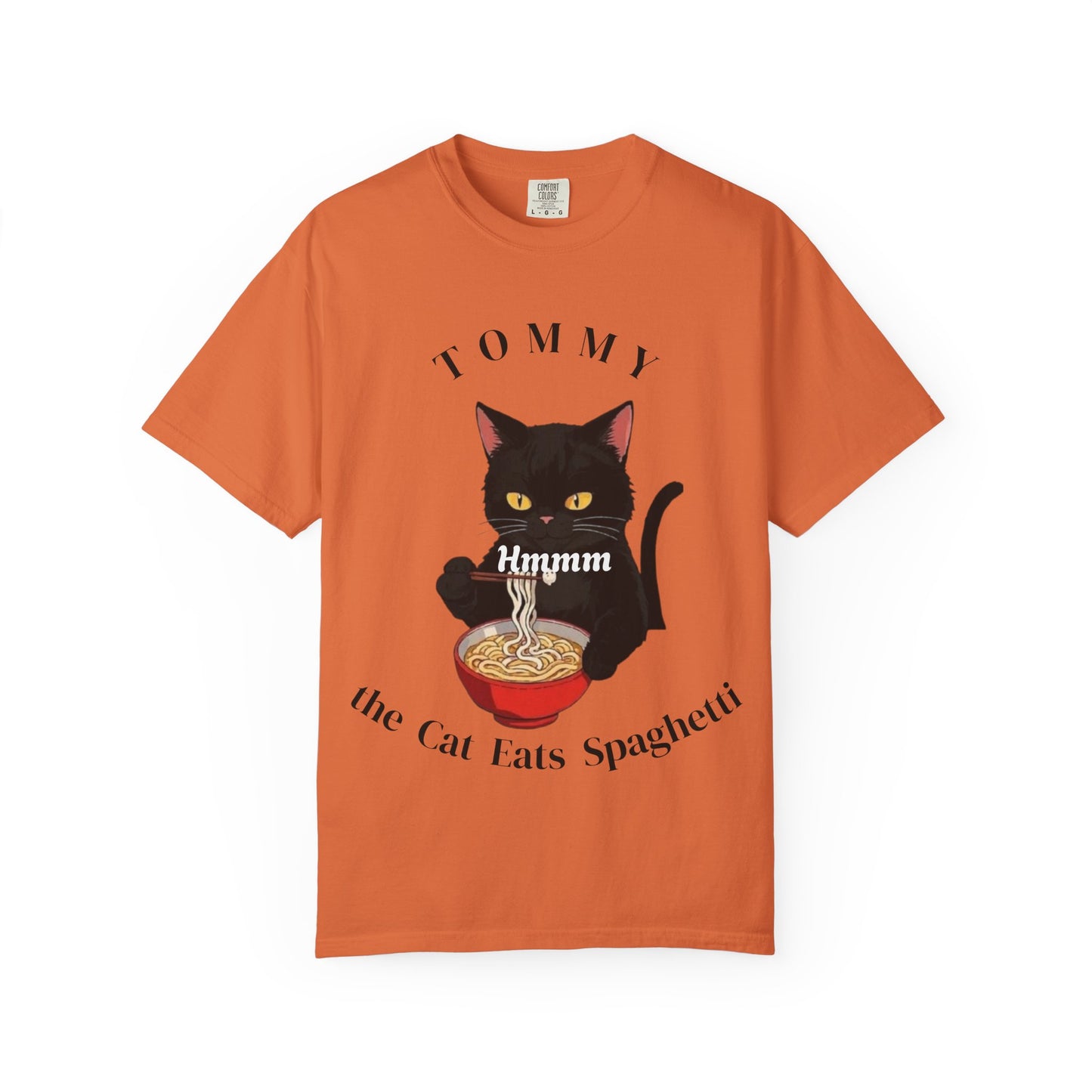 Funny Cat T-Shirt - Tommy the Cat Eats Spaghetti, Gift for Cat Lovers, Cute Pet Apparel, Relaxed Summer Tee, Cat-Themed Clothing