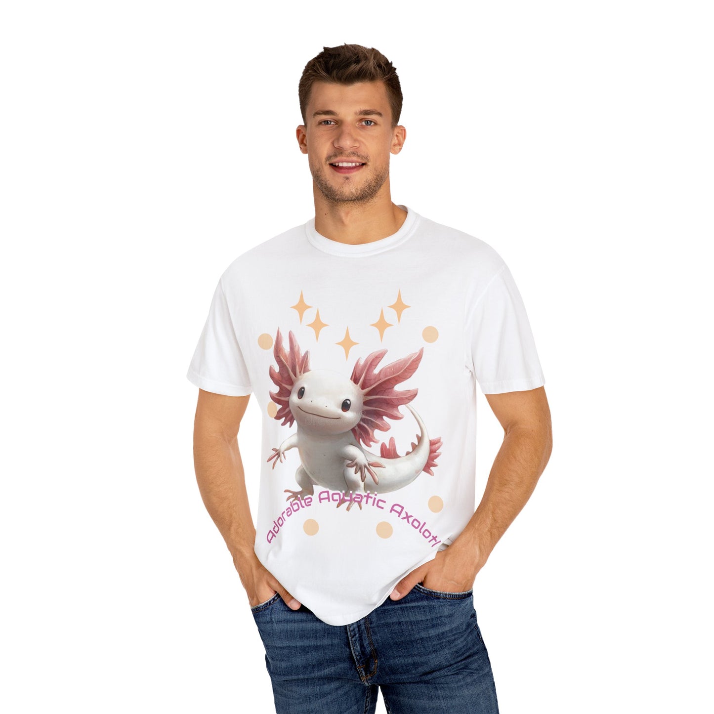 Cute Axolotl T-Shirt for Nature Lovers, Unisex Garment-Dyed Tee, Gift for Animal Enthusiasts, Casual Wear, Birthday Present