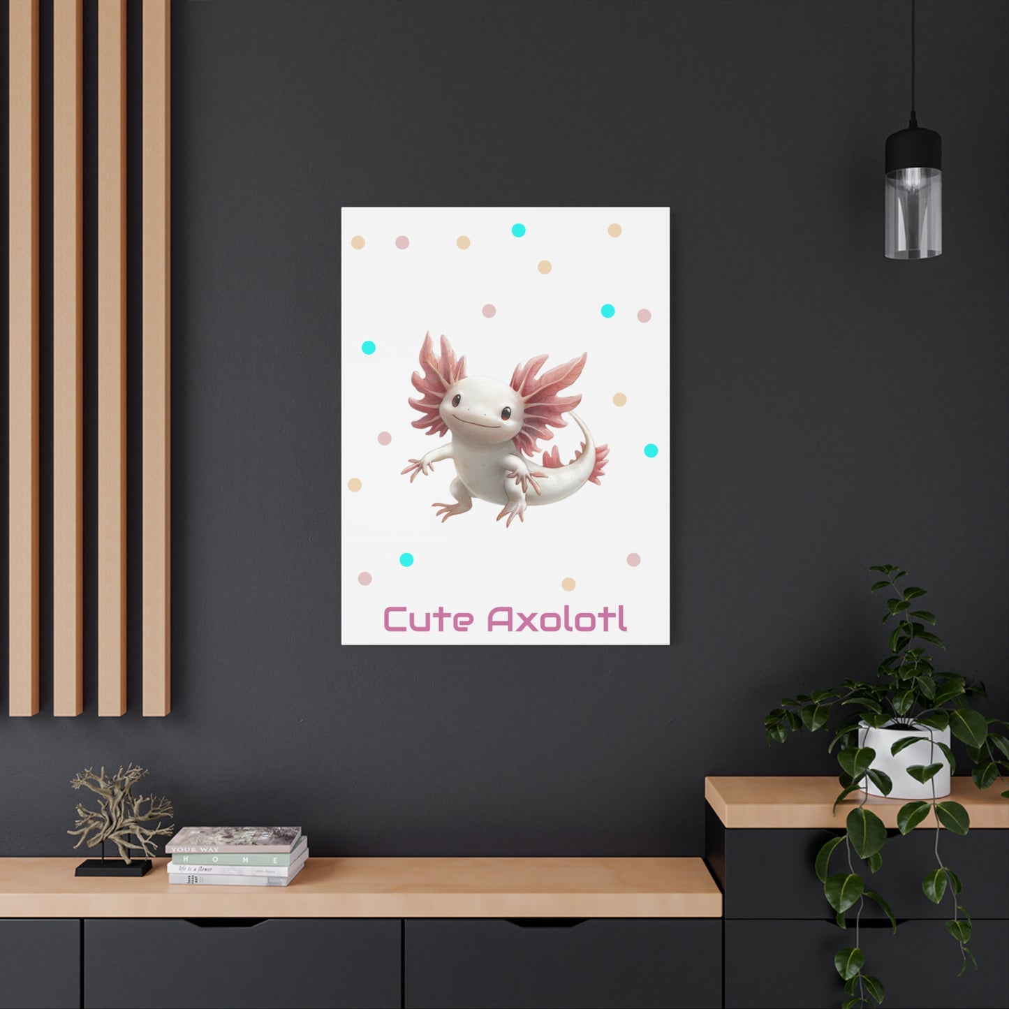 Whimsical Axolotl Canvas Art, Nursery Decor, Cute Wall Art, Kid's Room Decoration, Gift for Animal Lovers, Playful Home Accent